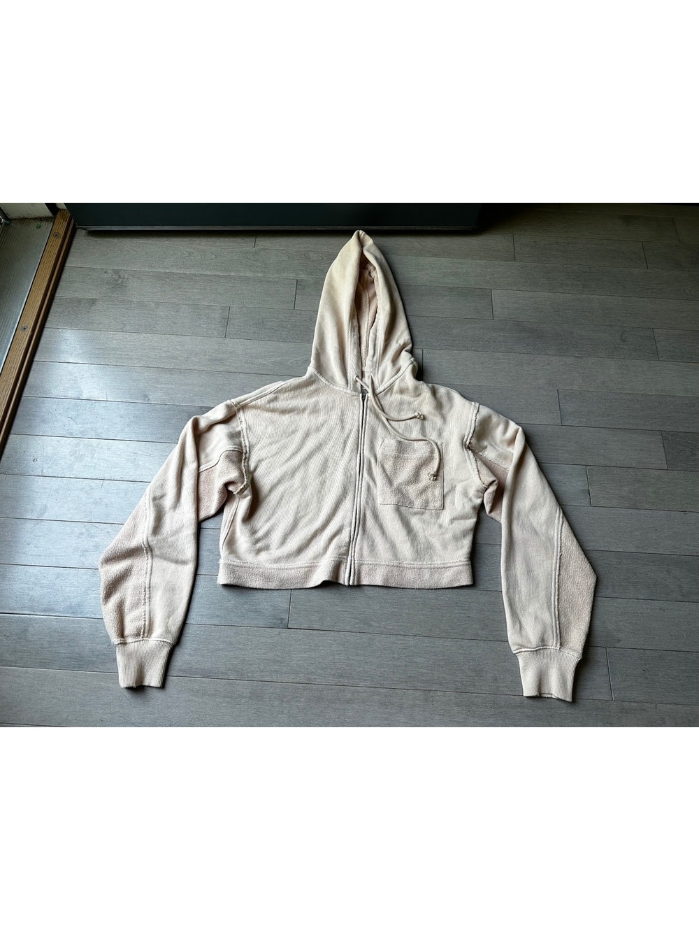 Women’s Aerie Cropped Zip-Up Hoodie Sweatshirt in Light Beige size XS